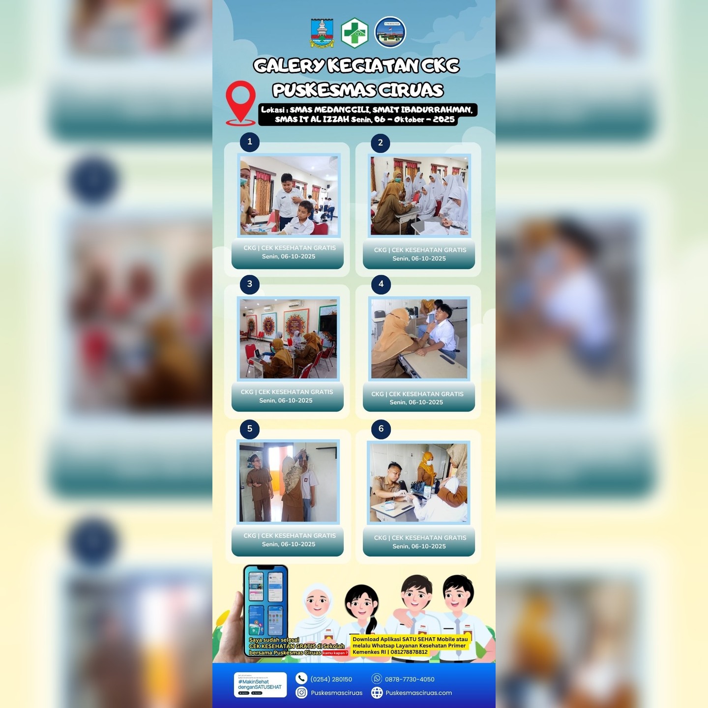 Kegiatan Cek Kesehatan Gratis ( CKG ) Anak Sekolah Tk. SMA/SMU/SMK Sekolah SMAS MEDANGGILI, SMAIT IBADURRAHMAN, SMAS IT AL IZZAH