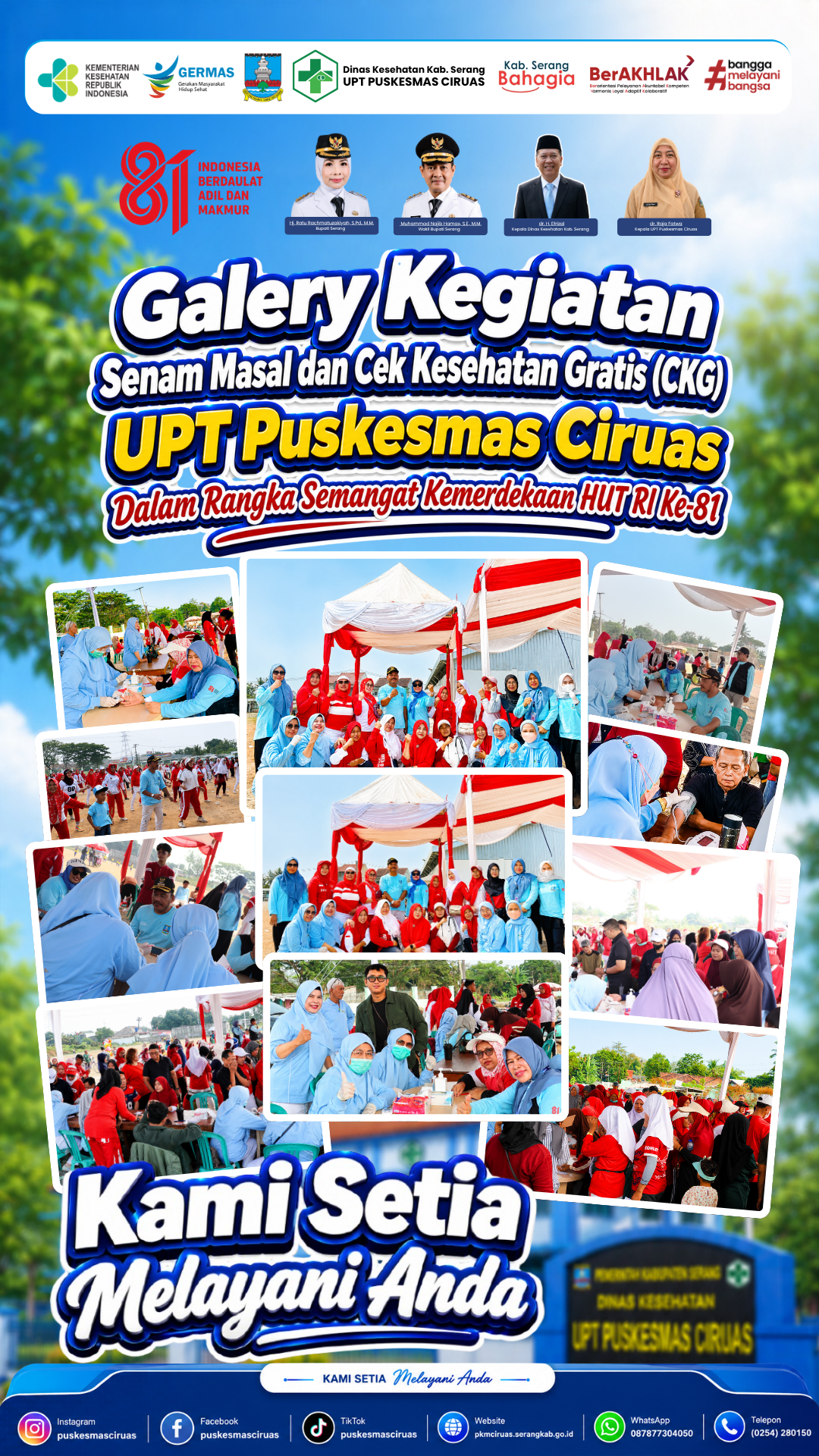 Senam Masal & Cek Kesehatan Gratis (CKG) UPT Puskesmas Ciruas | Dalam Rangka Semangat Kemerdekaan HUT RI Ke-81, Tk. Kecamatan Ciruas Tahun 2026